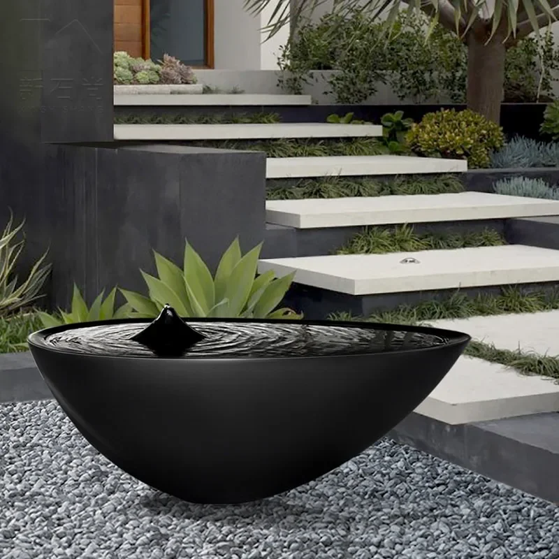 Fountain ornaments, water droplets, landscape and waterscape sketches, simple, modern flowing water club decoration