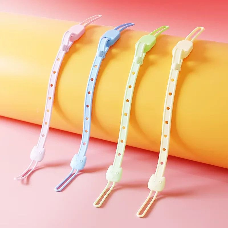 

2 Pcs Silicone Pacifier Chain Anti-Drop Cute Cat Shape Soft Flexible And Elastic With Plastic Clip To Hold On Clothes Soother