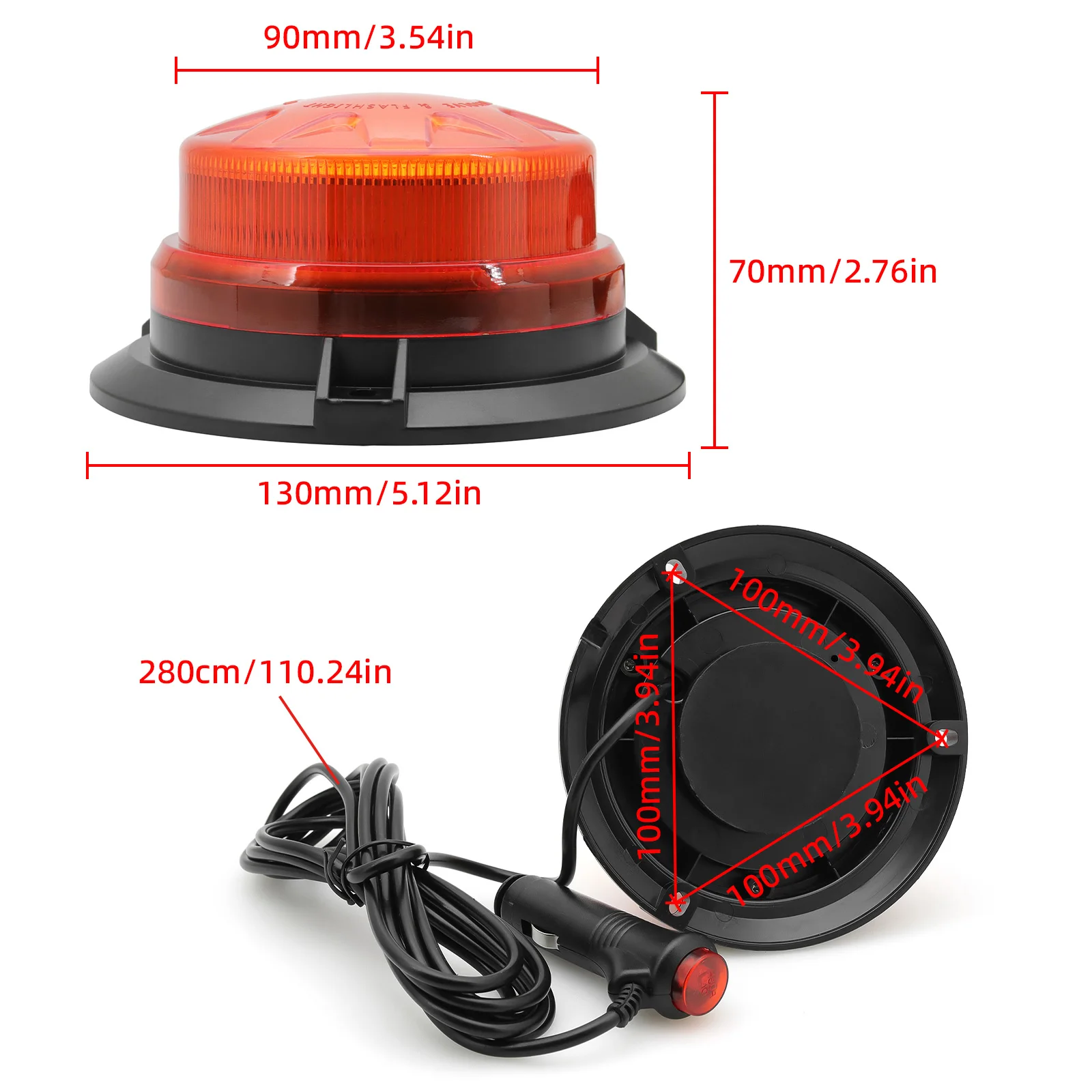 12V/24V Red 24 LED CarMulti Form Flashing Warning Light Emergency Strobe Lights Flashing Warning Beacon Light Safety Signal Lamp