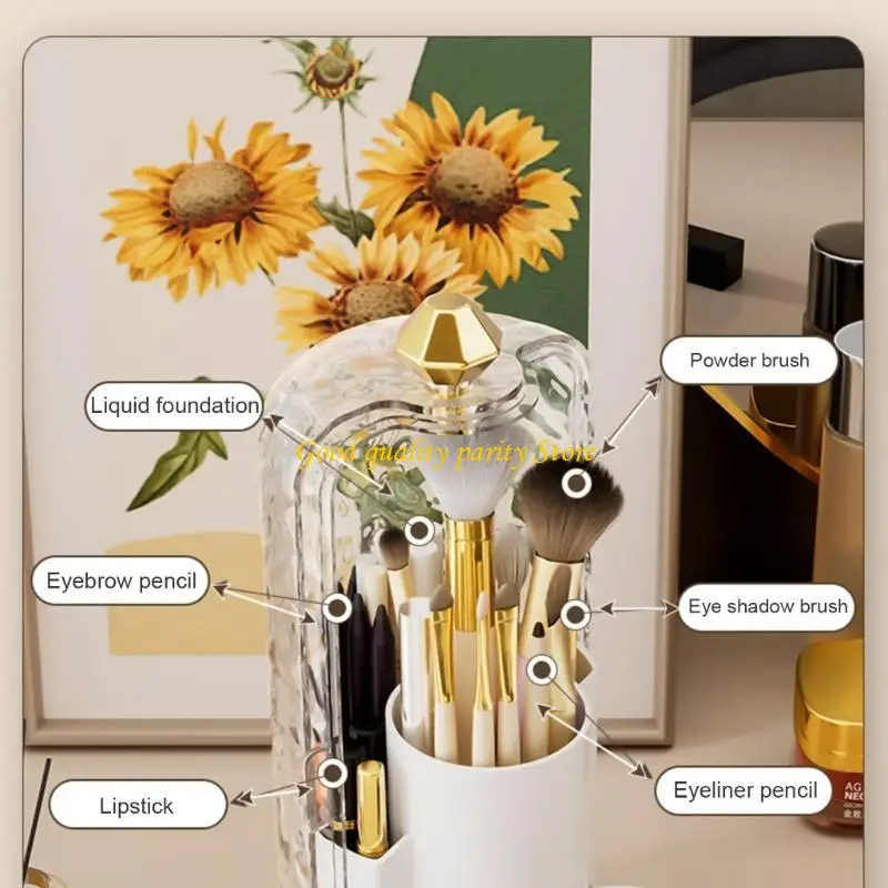M4YA Desktop Cepillo maquillaje Organizadores cepillo maquillaje giratorio para mujer