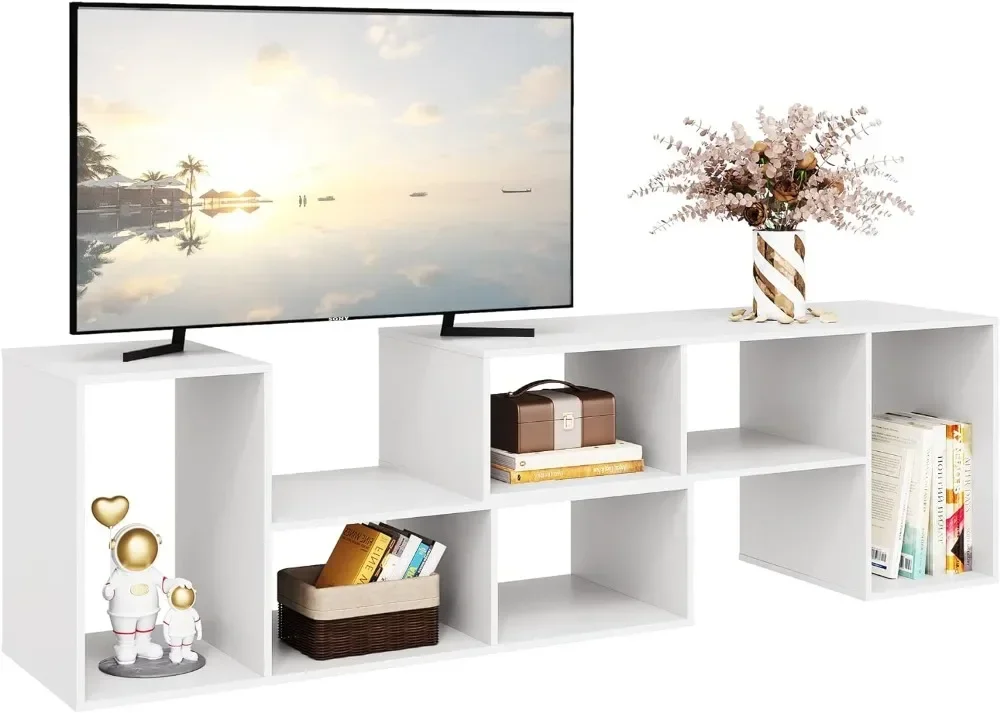 TV Stand for 65 75 inch TV, Modern Entertainment Center with Storage Shelves, Media Console Bookshelf for Living Room