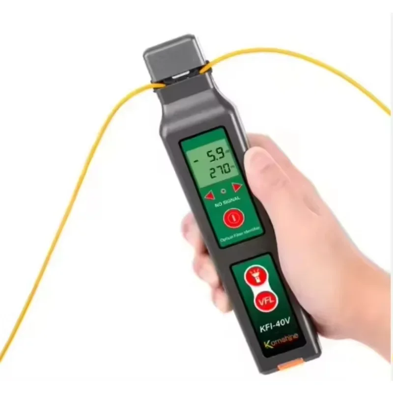 KFI-40V Optical Fiber Identifier with Fiber Visual Fault Locator Display Identifying Direction Break Checker FTTH Testing Tool