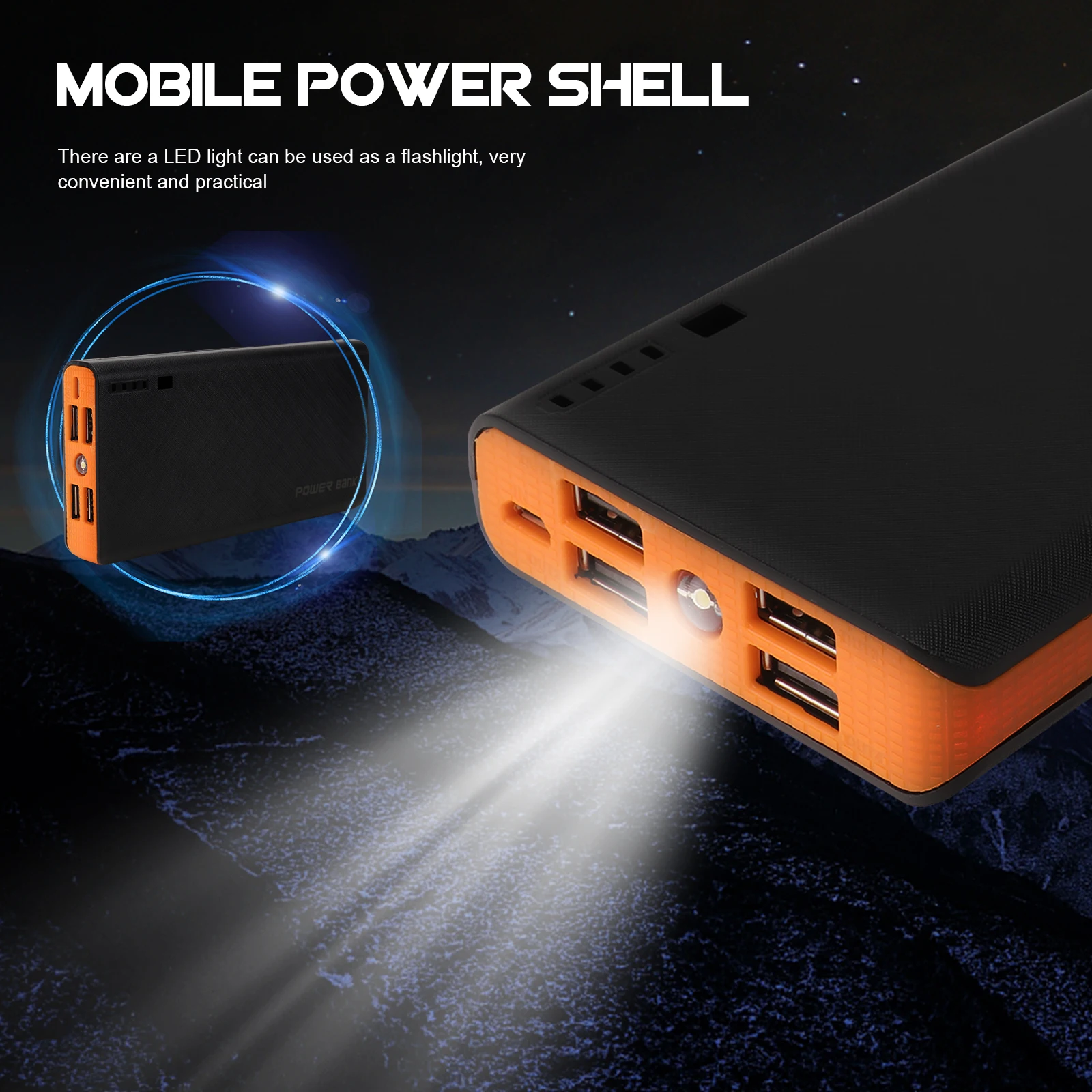 

Orange 18650 Power Bank Case 4 Usb Ports External Shell Box Pcb Board Diy Mobile Power Cover Backup Bank