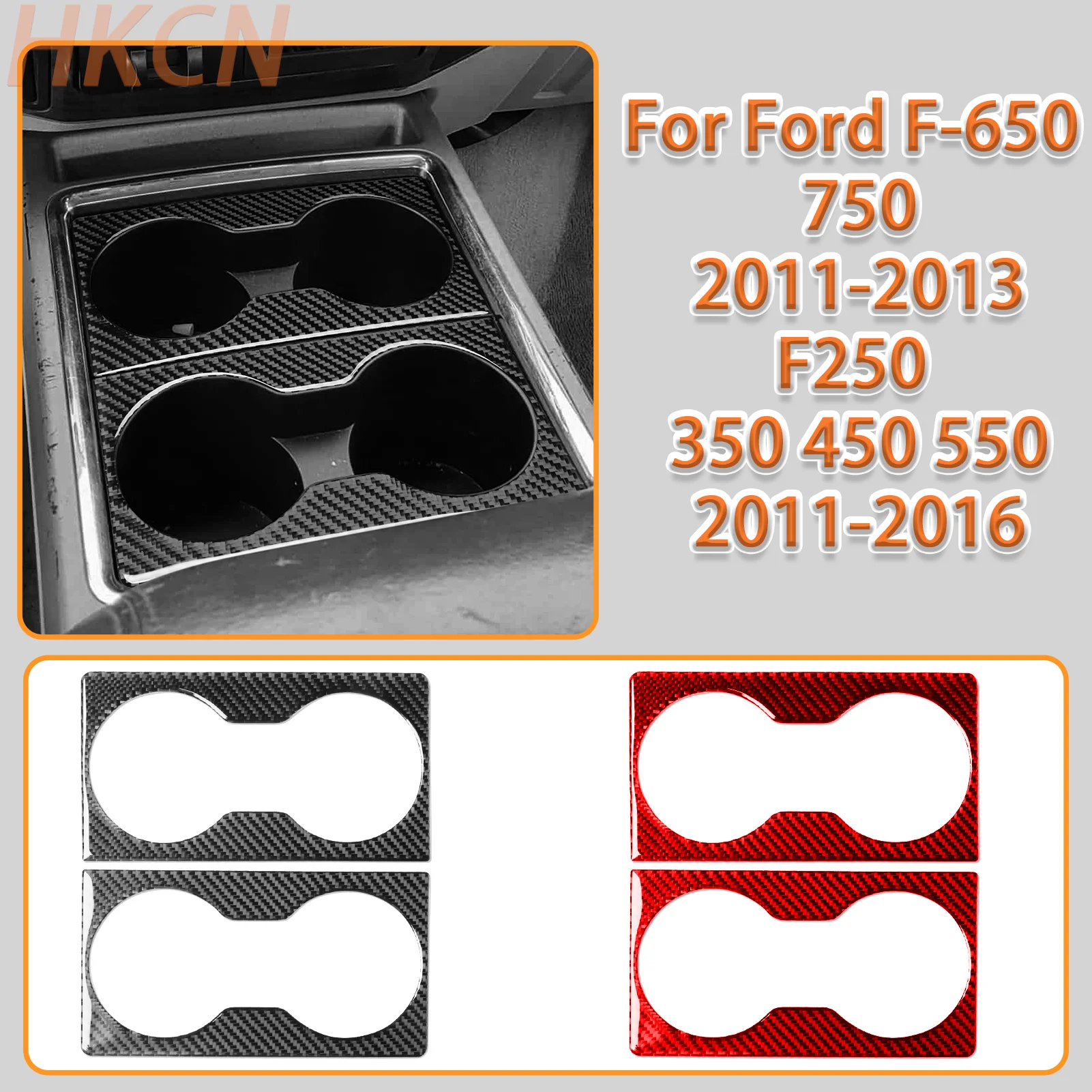 

For Ford F-650 750 F250 350 450 550 Car Central Control Dual Cup Holder Panel Frame Carbon Fiber Interior Accessory Sticker