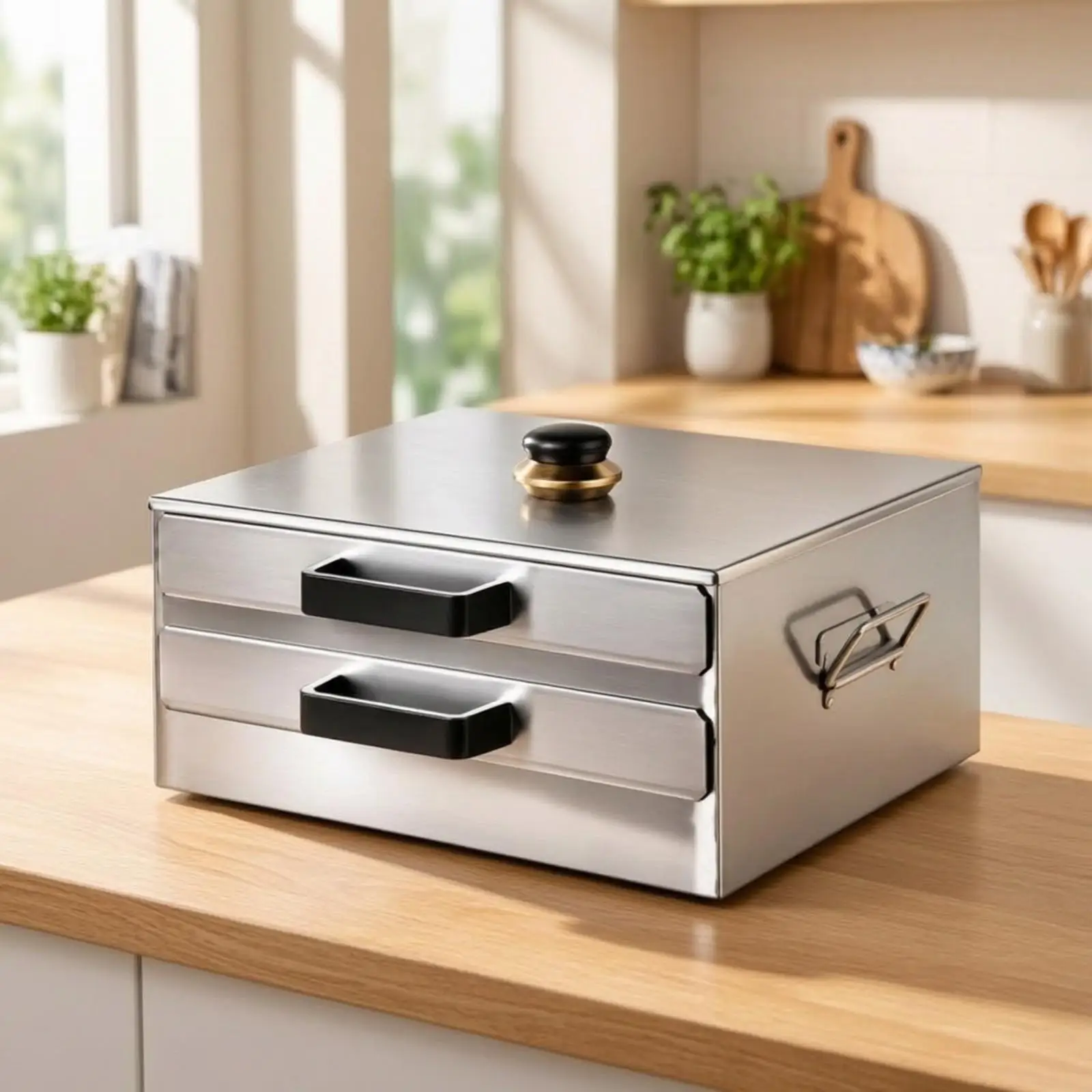 Stainless Steel Rice Noodle Steamer Pot Drawer Style with Safe Interior Seams and Pull Out Trays for Home Cooking