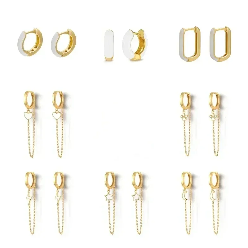2025 Fashion Retro Simple Drip Glue White Series Earrings Earrings for Daily Wear Earrings Gifts