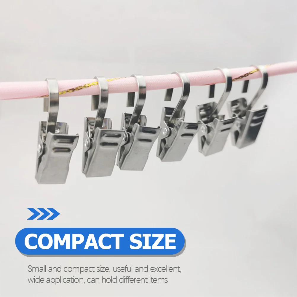 

100Pcs Small Compact Stainless Steel Curtain Hooks Excellent for Single Double Rods and Shower Curtains Curtain Clips with Hooks