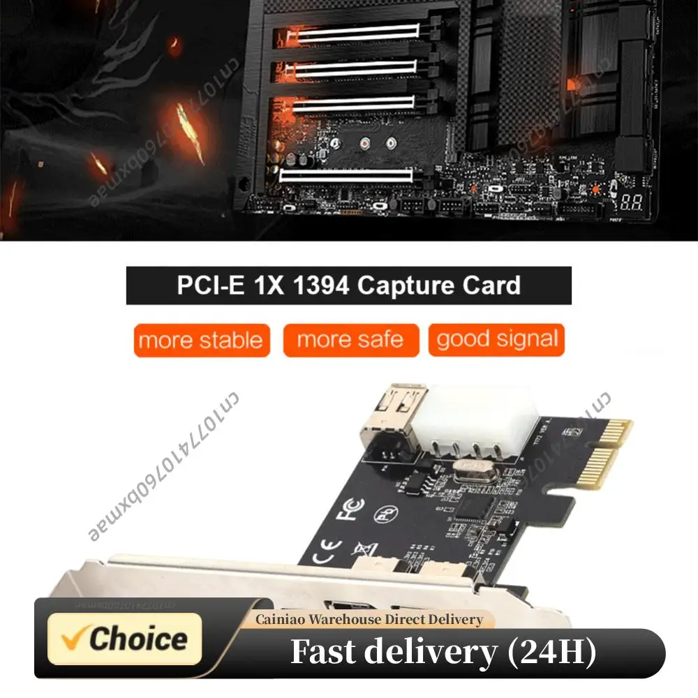 PCI-E 1X 1394 DV Video Capture Adapter Card 6 Pin to 4 Pin 3 Port Firewire Converter Desktop Computer Accessories