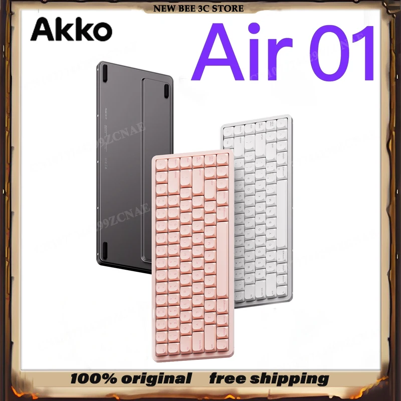 Akko Air 01 Low Profile Mechanical Keyboard CNC Aluminum Frame Tri-Mode Connection RGB Backlit For Office Gaming nano Switch
