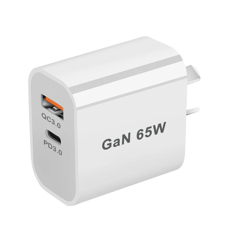 UK/AU/EU/US Plug Fast Charger 65W USB Type-C Charger  SmartPhone Quick Charging Power Adapter With 2-Port USB PD Wall Charger