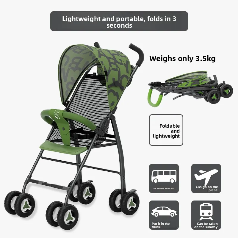 عربات أطفال خفيفة الوزن وعربة أطفال قابلة للطي للأولاد والبنات مع غطاء نوم كبير عربة أطفال فائقة الحاملة للجلوس