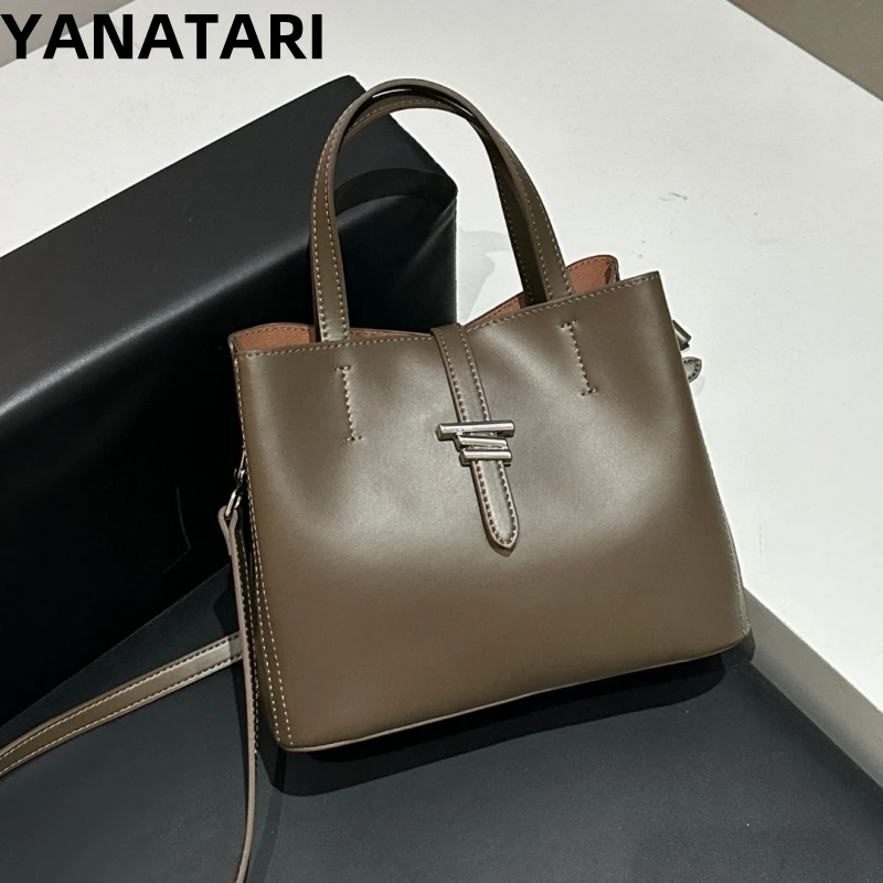 YANATARI, bolsos de piel de vaca auténtica, bolso de hombro clásico para mujer, bolso de mano cruzado de lujo coreano de alta calidad 2025