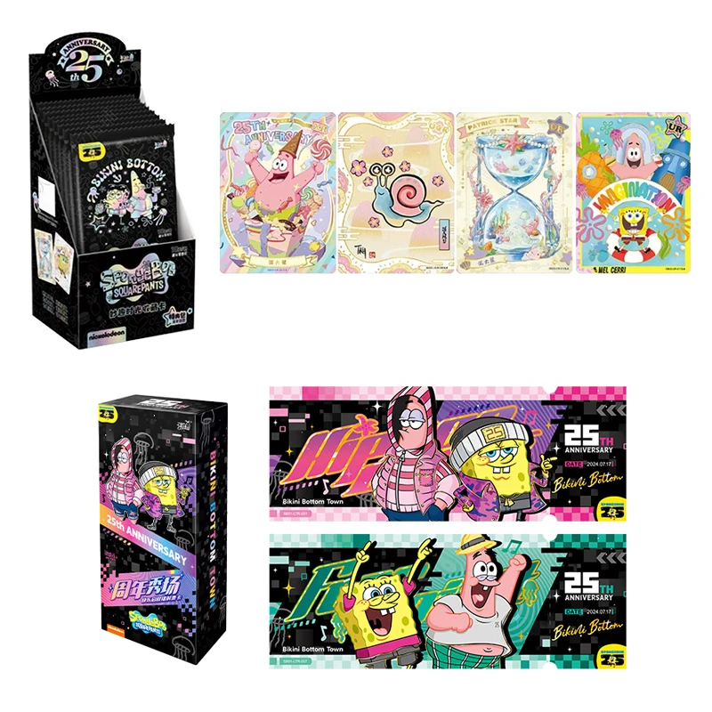 

KAYOU Genuine SpongeBob SquarePants Card Fun Time Laser Ticket Card Anniversary Fashion Anime Movie Collection Card Toys Gifts