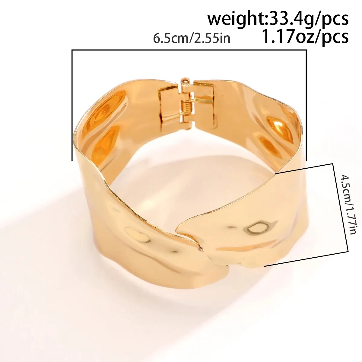 Punk Heavy Metal Irregular Open Bangle for Women Gold Color Wide Big Cuff Bracelet Trendy Jewelry On The Hand Wedding Party Gift image 6