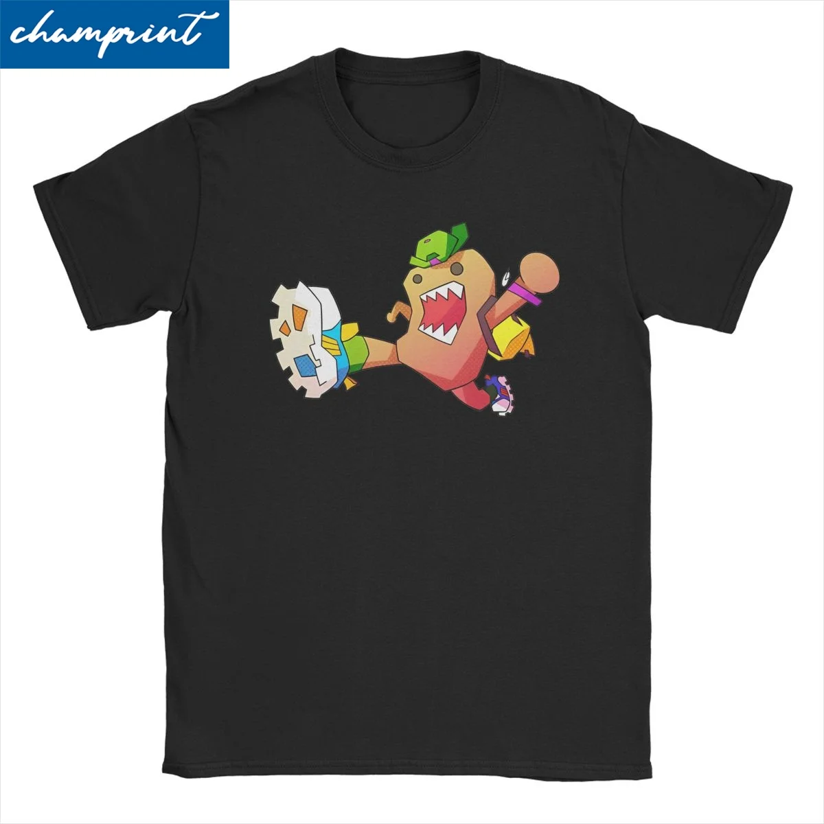 Vintage Domo Kun Cool Dude T-Shirts for Men Women Pure Cotton T Shirt Animation Cartoon Short Sleeve Tees Plus Size Clothing