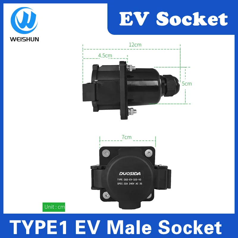 SAE J1772-American Tomada de Carregamento AC Padrão com Fole, Plugue de Entrada Elétrica, Tomada 32A, 16A, 32A, 50A, 1m UL TUV Plug, Tomada 32A