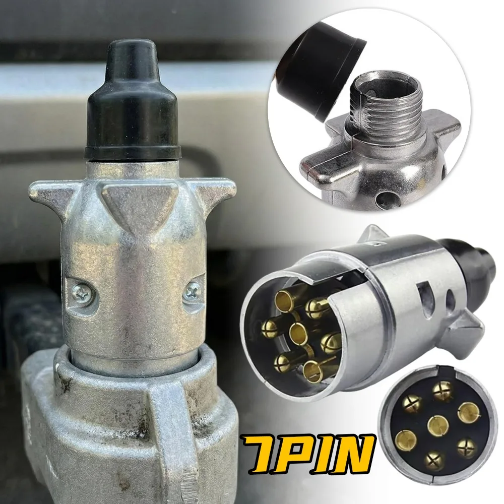

European Type 7 Pin Trailer Plug Connector Waterproof Heavy Duty Aluminum Plug Socket 12V Adapter for Caravan RV Truck Towing
