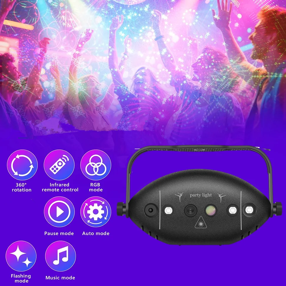 Luz de discoteca para fiesta, proyector láser con efecto intermitente, linterna láser para escenario, estroboscópica RGB, adecuada para fiestas, actuaciones de DJ, bares,
