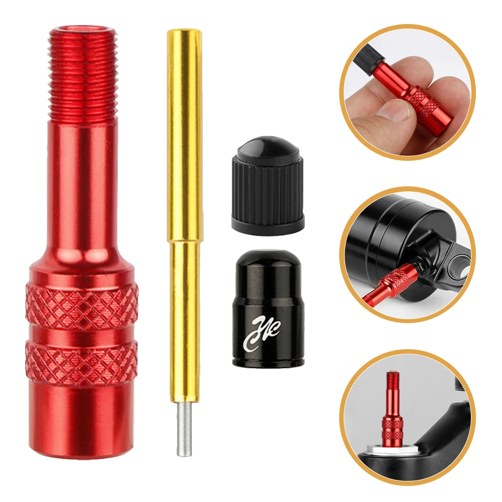

Aluminum Alloy Tubeless Valve Stem Adapter Bicycle Tire Inflator Nozzle Easy Install Air Hose Nozzle Road Mountain Bikes Red