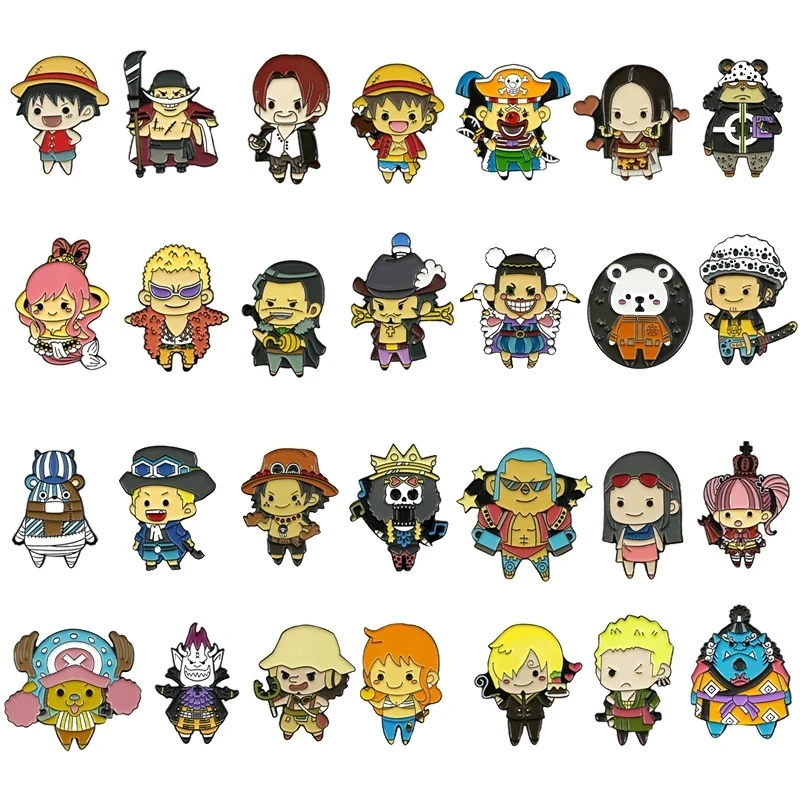 Japanese One Piece Series Enamel Pins Collect Comic Monkey D Luffy Metal Cartoon Brooch Backpack Hat Bag Collar Lapel Badges