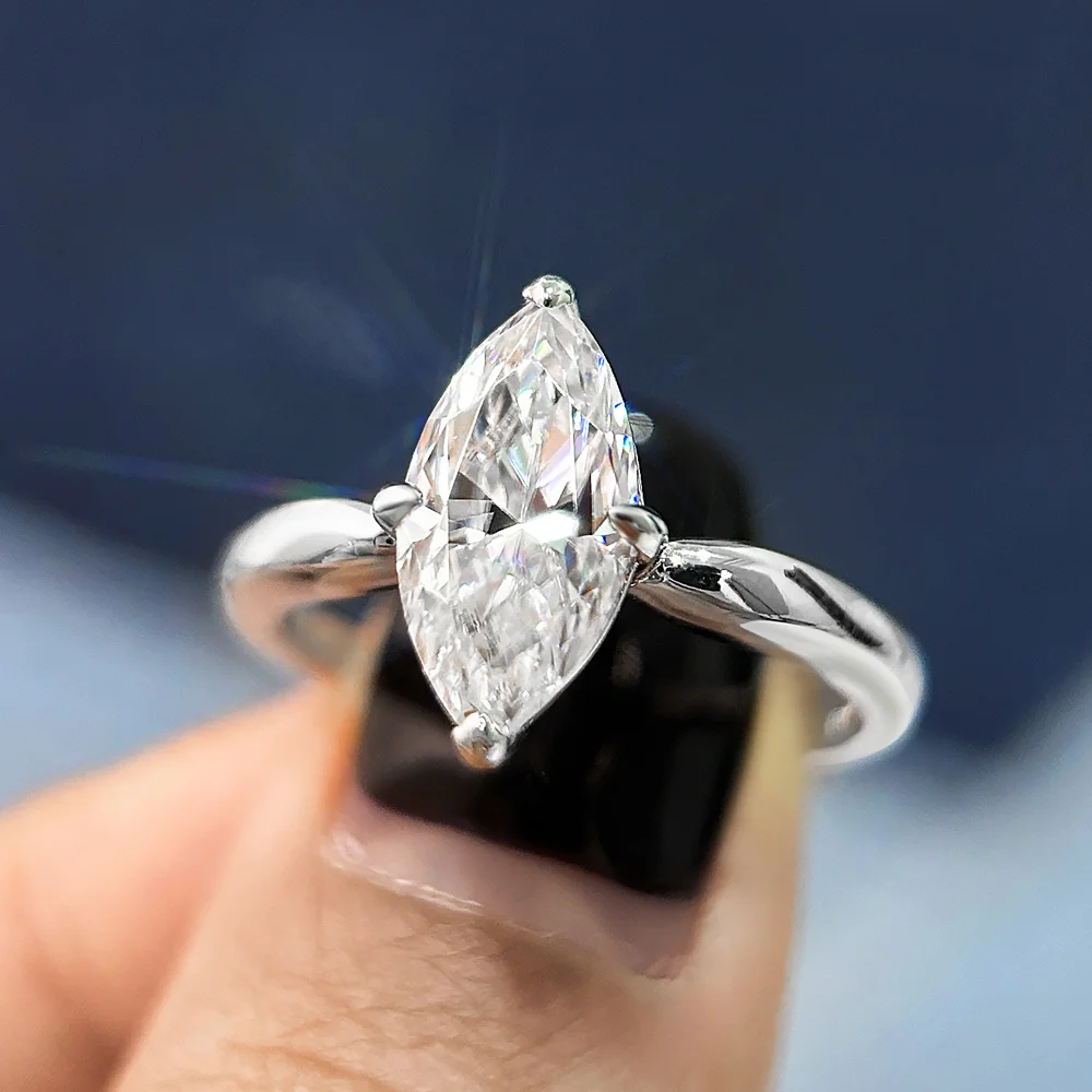 1/2/3CT Marquise Cut Moissanite Rings Set Women 925 Sterling Silver Stackable Bands Wedding Engagement Gifts Diamond Jewelry GRA