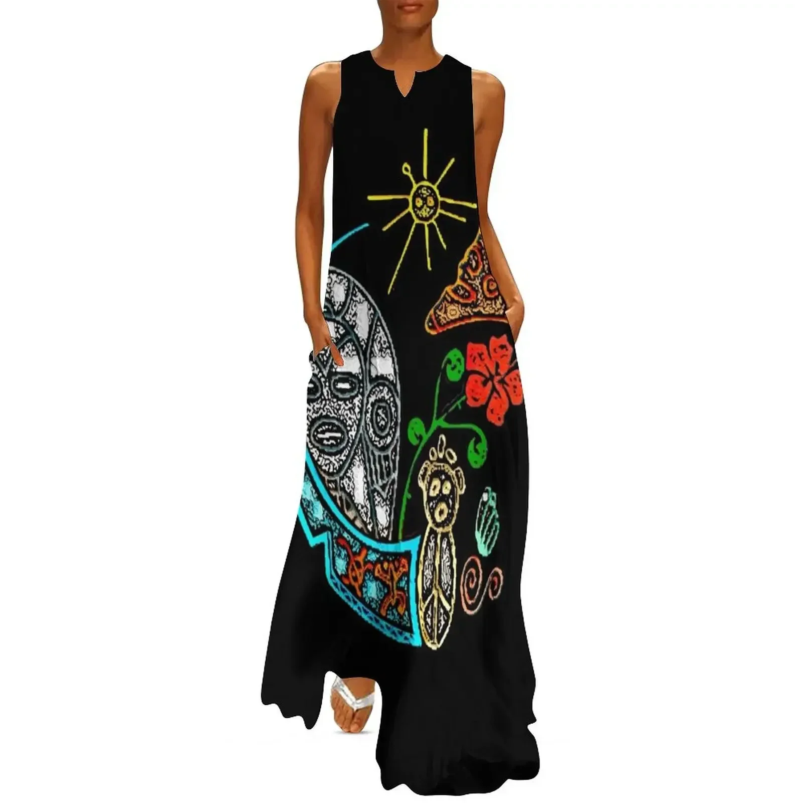 

Atabey Goddess Taino Symbols Puerto Rico Long Dress sexy dress for women beach dresses clothes for woman Dress