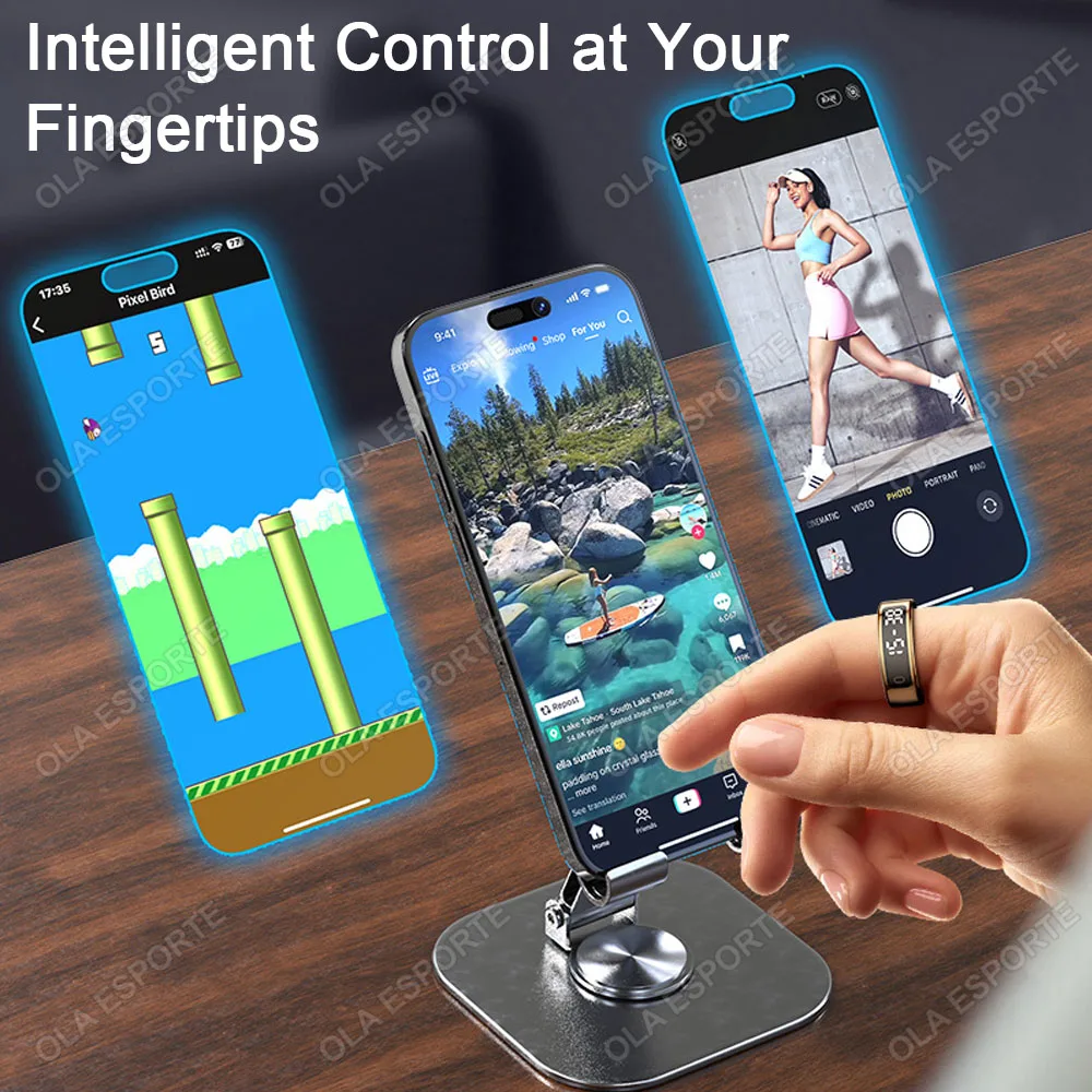 شحن لاسلكي حلقة ذكية للرجال والنساء شاشة LED لمراقبة معدل ضربات القلب وضع رياضي متعدد IP68 5ATM مقاوم للماء بلوتوث حلقة النوم #4