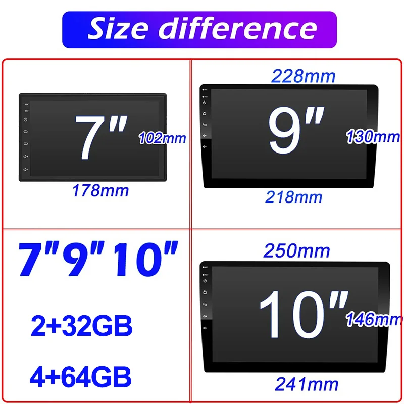 7/9/10 "العالمي أندرويد 13 2Din راديو السيارة 8Core 64G Autoradio أندرويد الوسائط المركزية المتعددة أنظمة السيارات الذكية BT GPS لتويو