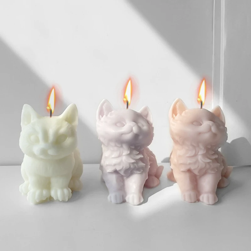 

Cartoon Kitten Silicone Candle Mould Cute Cat DIY Soap Resin Plaster Making Tool Animal Chocolate Cake Ice Mold Home Decor Gifts