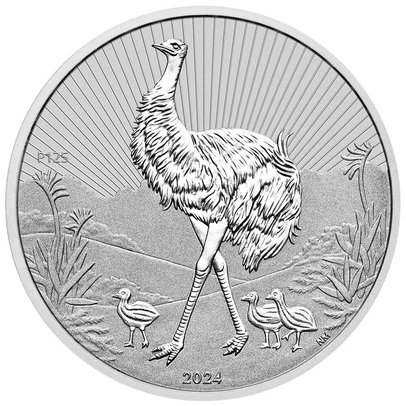 

2024 Australia 10 oz .9999 Silver Piedfort Commemorative Coin - Next Gen Emu BU 125th Anniversary