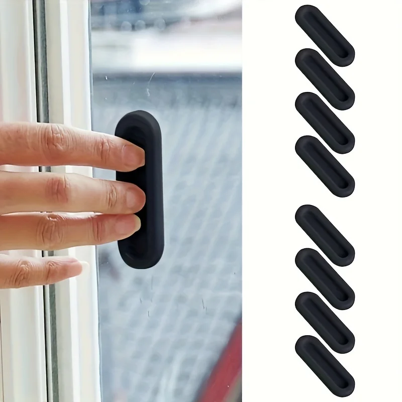 8pcs Self-adhesive Door Handles For Window, Cabinet Drawer Wardrobe Sliding Door Handle, Glass Non-slip Grip Handles