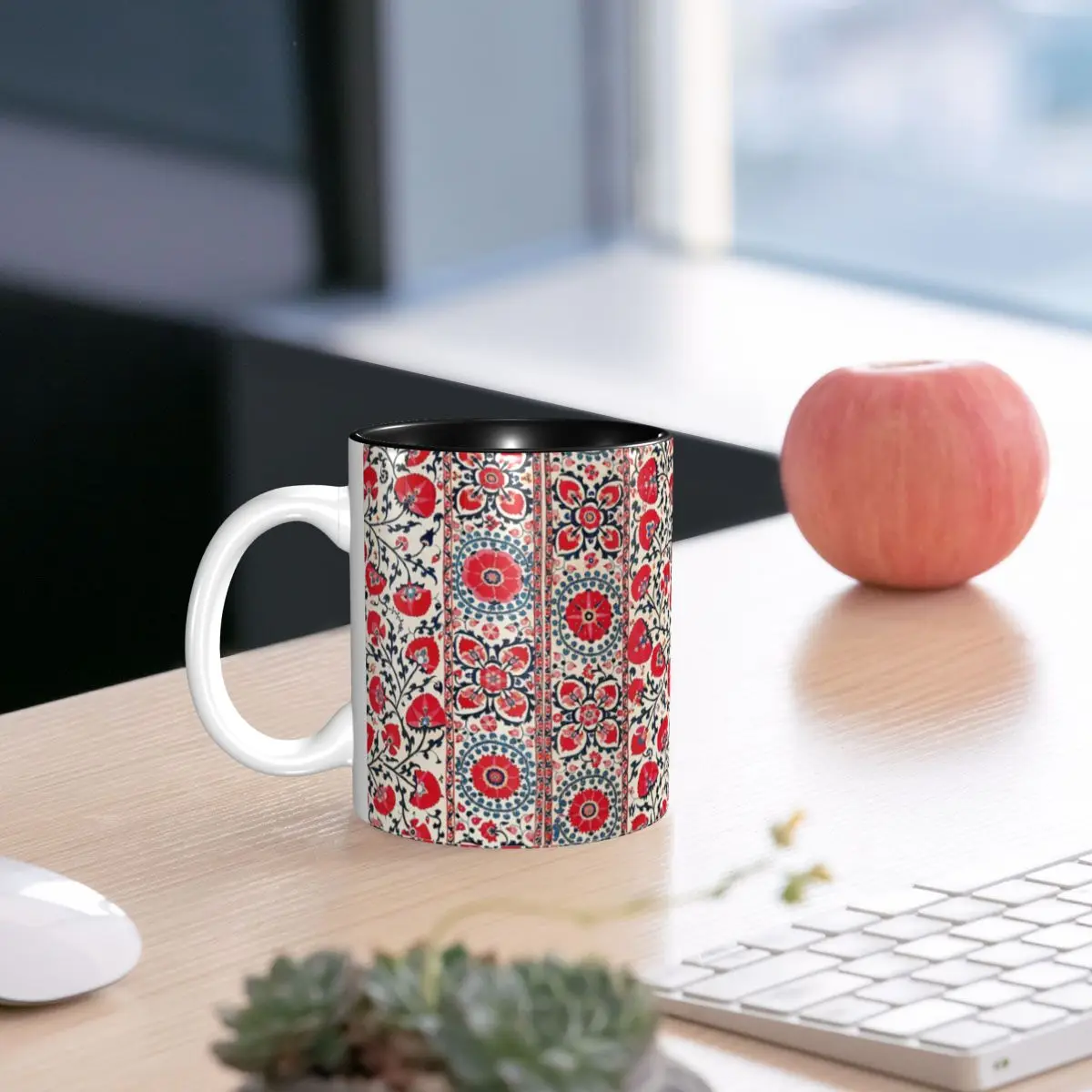 

Shakhrisyabz Suzani Uzbekistan Floral Embroidery Print Mug Funny Ceramic Coffee Cups Tea Mugs Milk Cup Drinkware