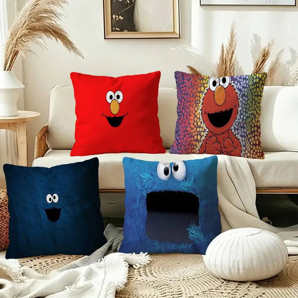 Anime Cartoon S-Sesame S-Streets Cushion Cover Car Throw Pillow Case For Sofa Car Christmas Gift 40x40cm 45x45cm