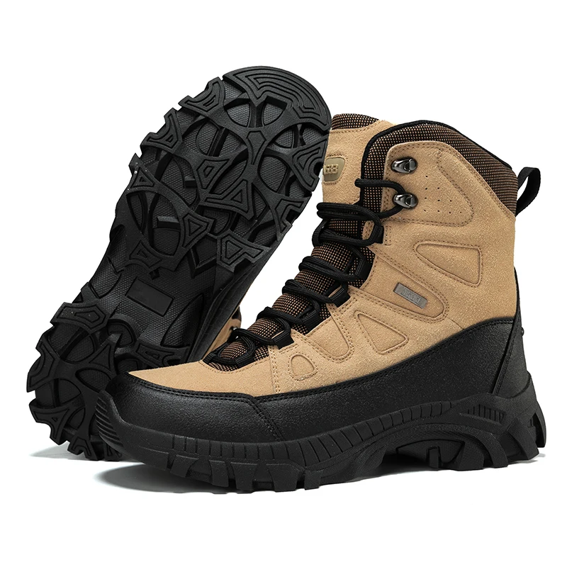

CHRLCK Men's Spring Autumn Hunting Tactical Boots Outdoor Waterproof Anti-slip Color-blocking Boots Men Military Hiking Shoes