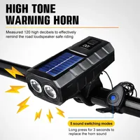 Bike Solar Horn Light Bicycle Headlight With Horn 120DB 3 Mode Solar Charging Ultralight MTB Road Bike Front Lamp Flashlight