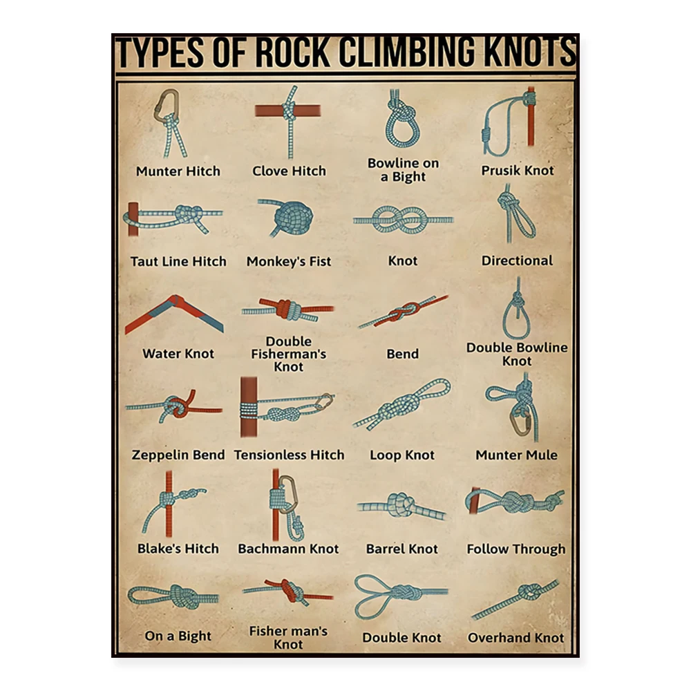 Types of climbing festivals, bow lines, tight line hooks, climbing festival knowledge posters, gifts for climbing lovers
