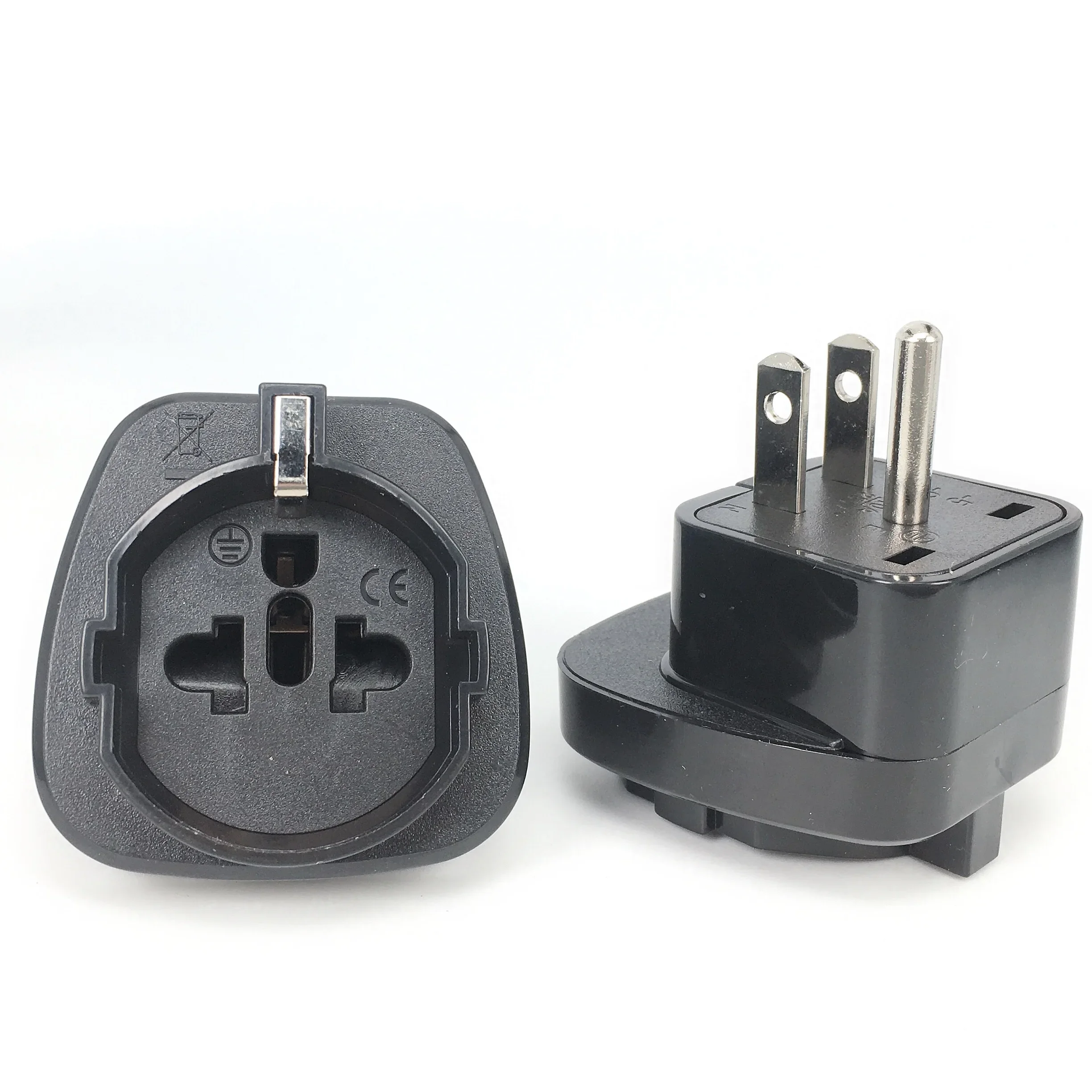 1PC black/white 3 pin American US socket adaptor Embedded Swiss Italy EU German USA american flat plug adapter converter plug