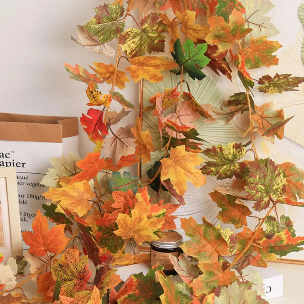 Autumn-themed Faux Garland Festive Artificial Maple Leaf Garland for Home Garden Decor Indoor/outdoor Hanging Faux Leaves Plants