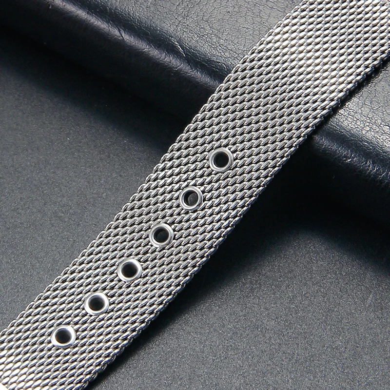 For Omega Seamaster 20mm Silver Black Mesh Bracelet Flat Interface Stainless Steel Watch Strap Breathable Lightweight Design image 6