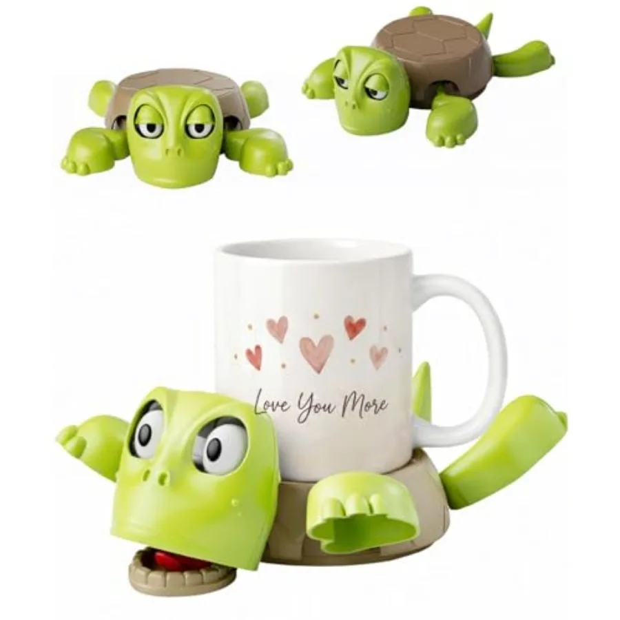 Turtle Coaster, 3D Printed Funny Tea Coasters with Interactive Expression, Turtle Cup Holder, Insulated Drink Mat for Coffee an