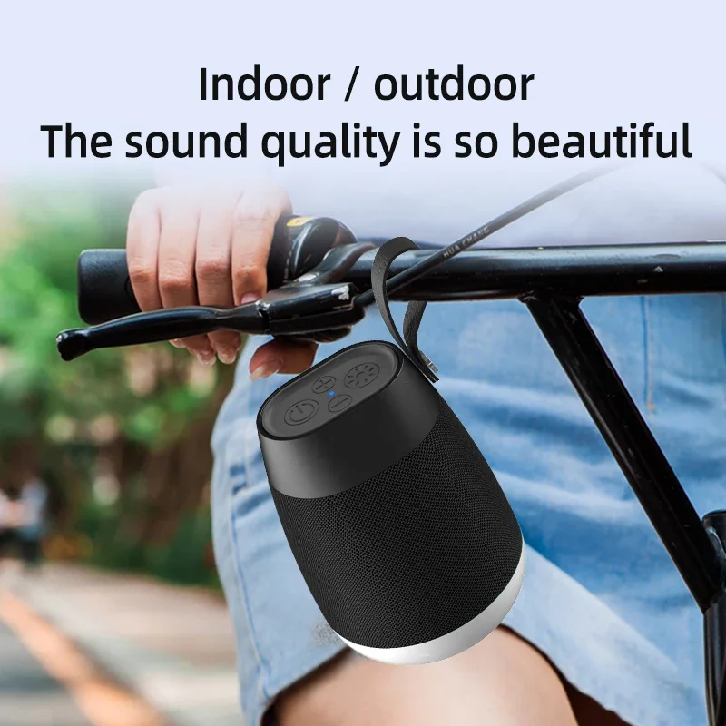 Altavoz Bluetooth de tela portátil, caja de música TWS inalámbrica impermeable para exteriores con luz LED de Color, subwoofer para acampar y andar en bicicleta