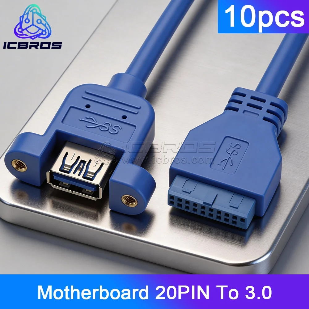 

10pcs Motherboard 20PIN To 3.0 Female Extension With Ear Screw Hole, Computer Case USB Expansion Board Cable