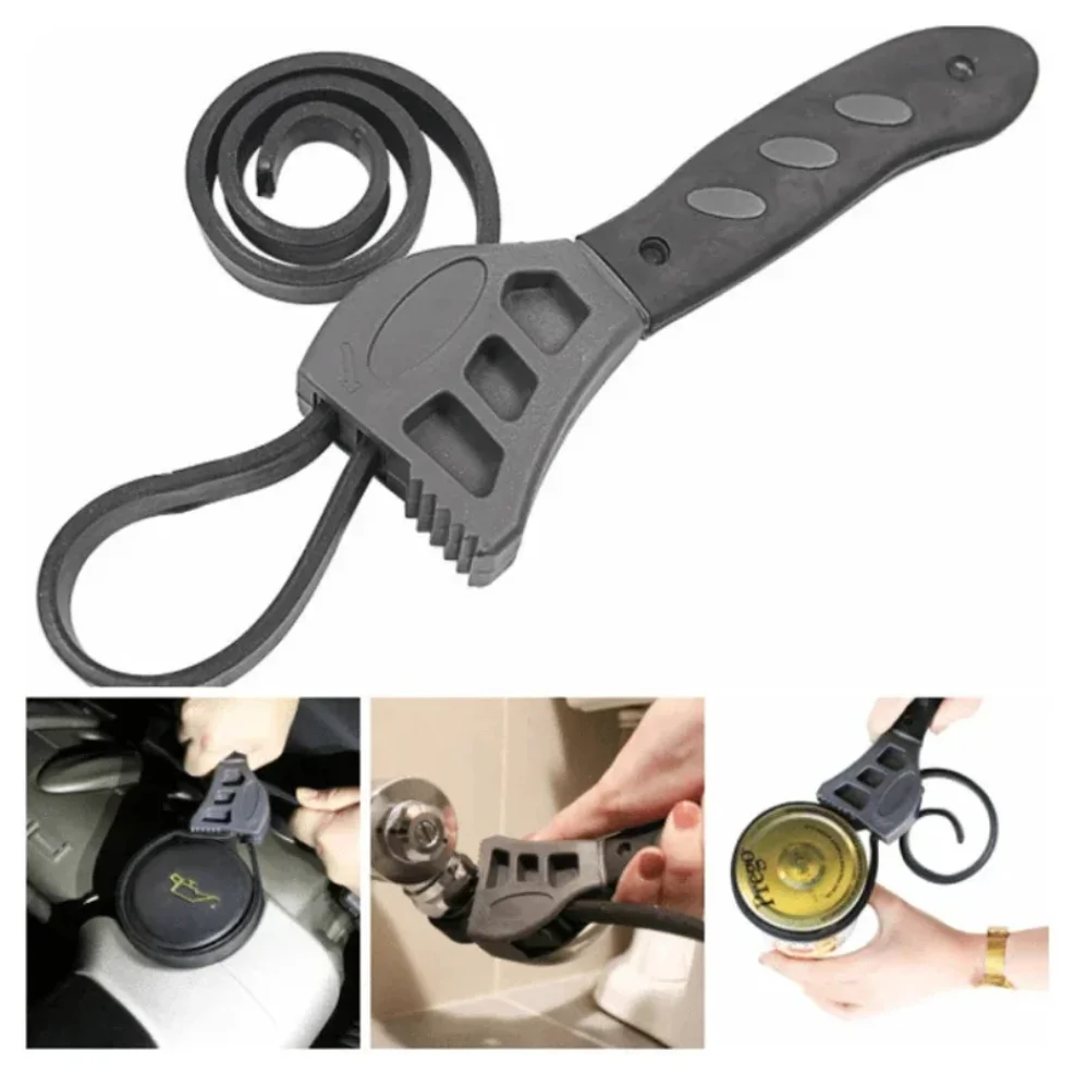 

500mm Non-slip Universal Oil Filter Spanner Pipeline Wrench Rubber Strap Wrench Jar Lids Tighten Loosen Plumbing Tool