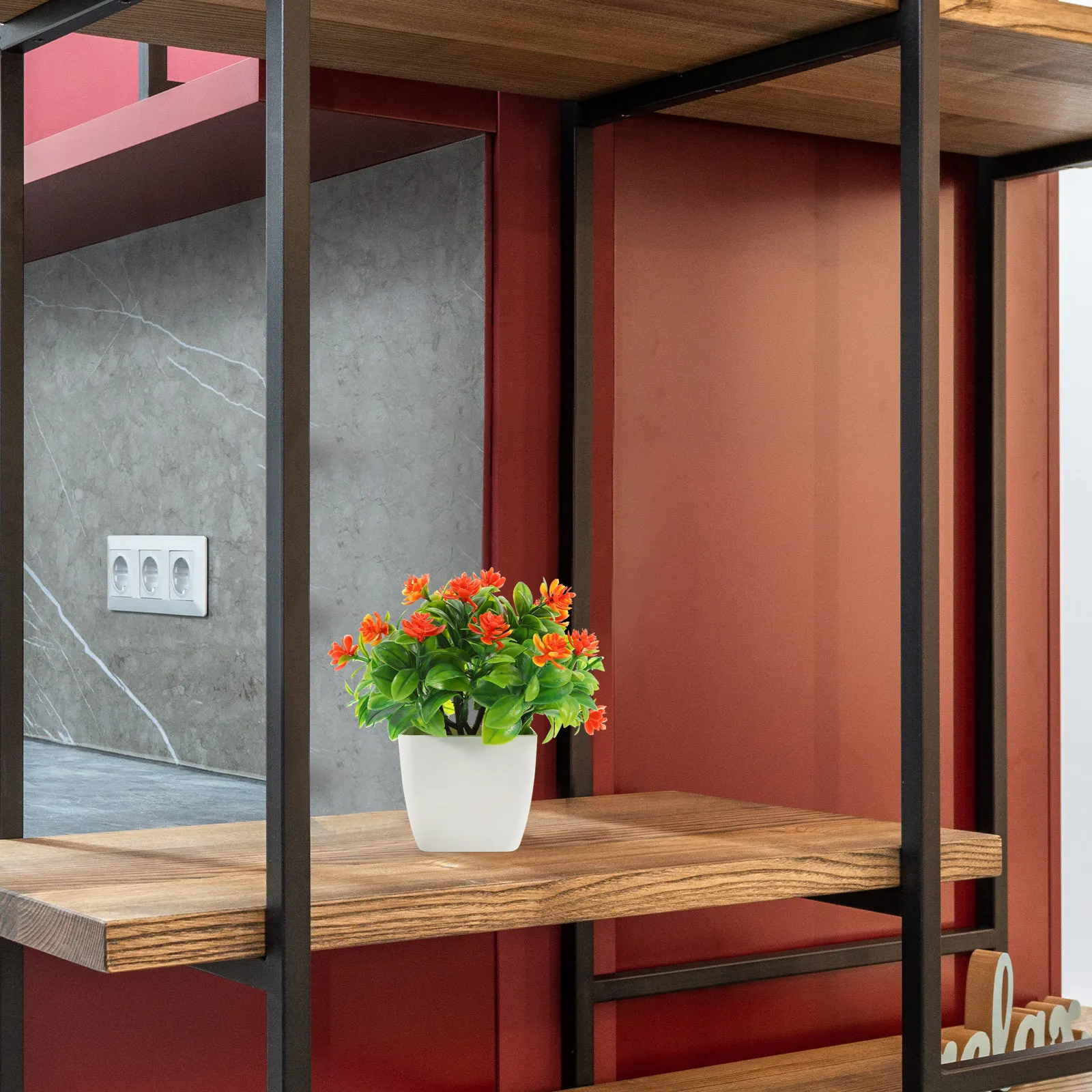 

2Pcs Artificial Rose Ornaments Simulation Flower Potted Plants Decorative Bonsai for Home Office Garden Decoration