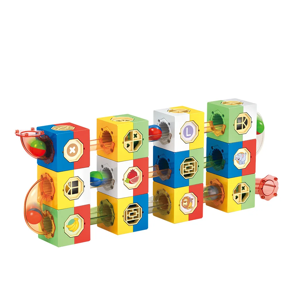 Children's educational assembly DIY pipeline building block track three-dimensional maze ejection ball building block toy gift