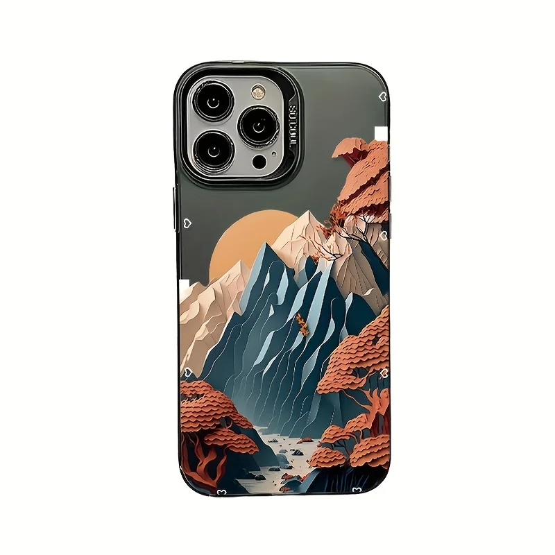 Mountain peak landscape phone case for iPhone 17 16 15 14 13 12 11 Pro/ Max/Plus shock-proof rear cover anti-fingerprint