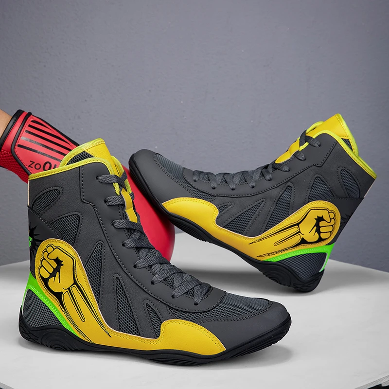 Scarpa da wrestling di nuova tendenza Scarpa da combattimento da boxe indossabile di alta qualità Scarpa da allenamento per palestra sportiva da competizione indossabile di marca classica