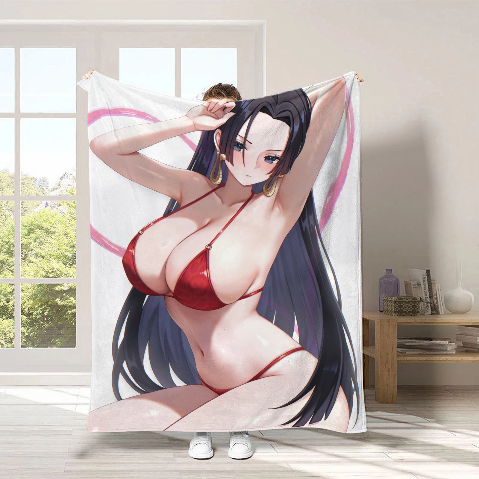 Anime Black Long Hair Snake Earrings Empress Girl Throw Blanket 150x200cm Custom Flannel Blanket Soft Warm for Sofa Bed Nap Gift