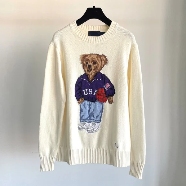 

Вязаный свитер из чистого хлопка с длинными рукавами, с мультяшной вышивкой, свободного кроя, с круглым вырезом, осенне-зимний модный женский топ