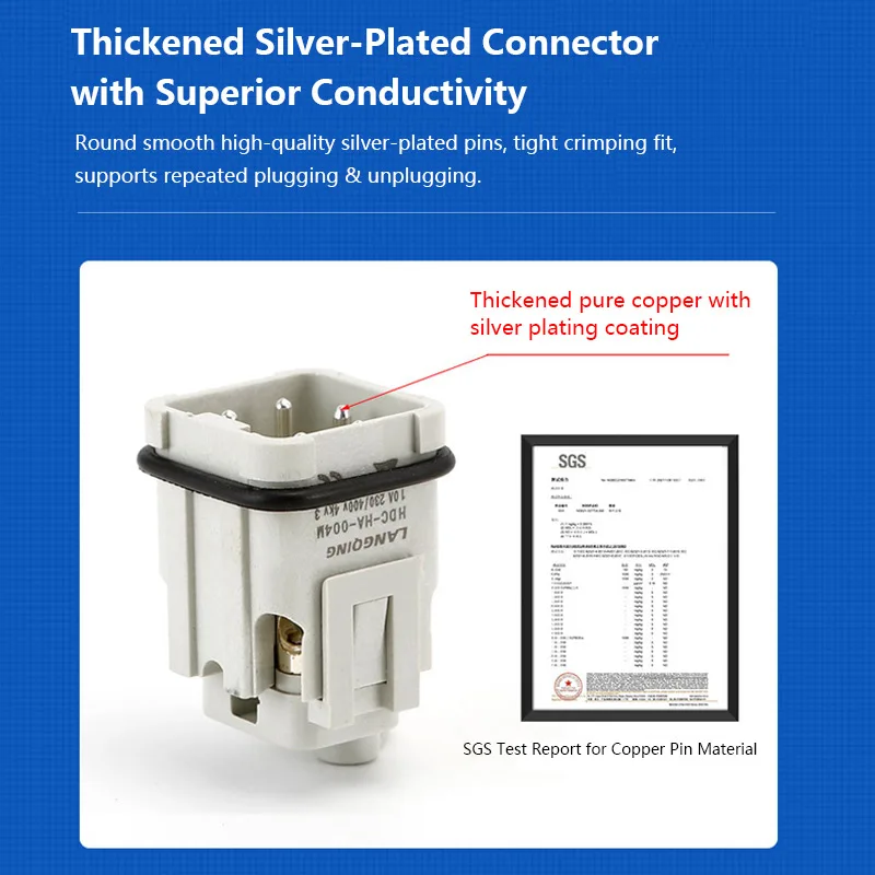 Heavy-Duty Connectors HDC HA 4 5 6 8-Pin Heavy-Duty Connectors 10A Rectangular Aviation Plugs Sockets Waterproof Male Heavy-Duty
